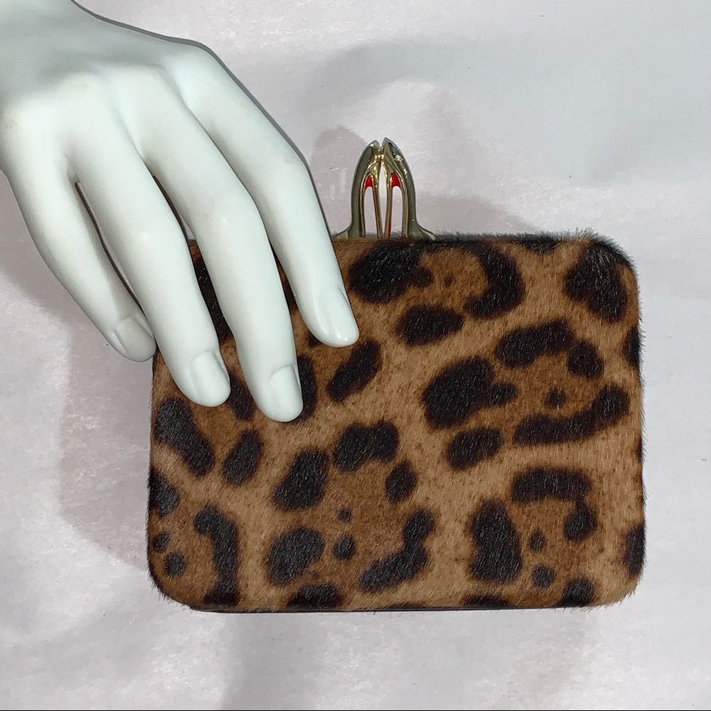 CHRISTIAN LOUBOUTIN hand painted ponyhide leopard mini box clutch